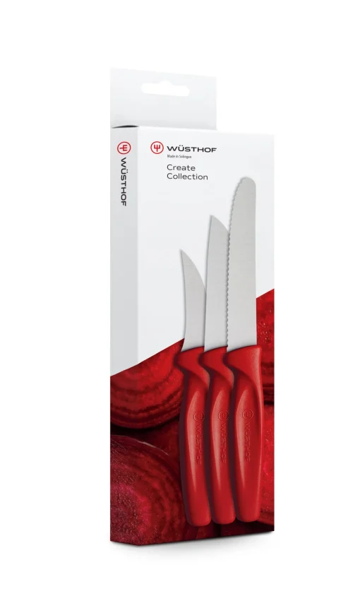 Wüsthof Knife Sets>3-Piece Paring Knife Set, Red